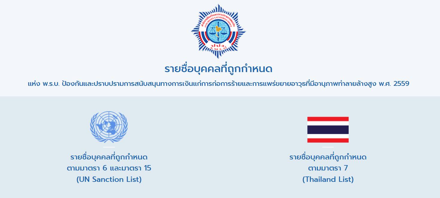 ประกาศรายชื่อบุคคลที่ถูกกำหนดตามมาตรา 6 แห่งพระราชบัญญัติป้องกันและปราบปรามการสนับสนุนทางการเงินแก่การก่อการร้ายและการแพร่ขยายอาวุธที่มีอานุภาพทำลายล้างสูง พ.ศ. 2559